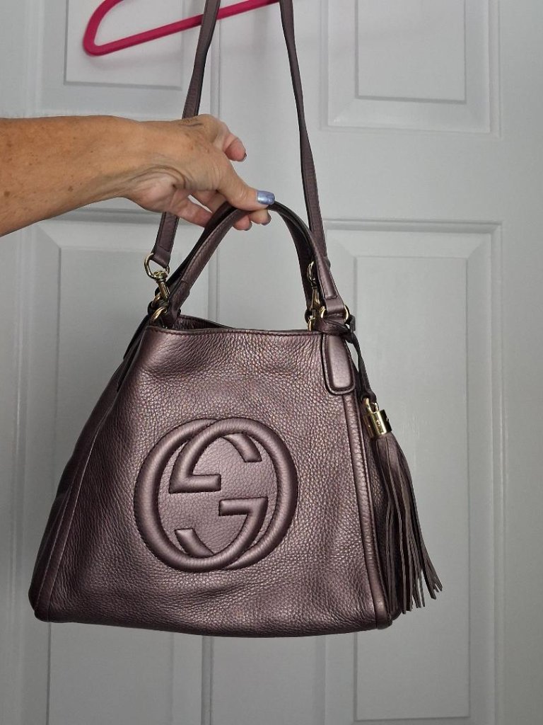 Auth Gucci Soho Small Pebbled Calfskin Satchel/Shoulder Bag